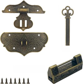 Vintage Design Embossing Latch Hasp Clasp Lock Retro Style Mini Clasps Hardware Engraved Designs Hasp Latch for Wood Drawer Jewellery Box Case Cabinet Furniture Decorative Cabinet