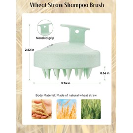 HEETA Scalp Massager Hair Growth, Soft Silicone Scalp Scrubber Shampoo Brush for Exfoliation, Dandruff Removal & Head Massage Stress Relax, Wet & Dry Use for Thick, Thin Hair Care, Wheat Straw Green