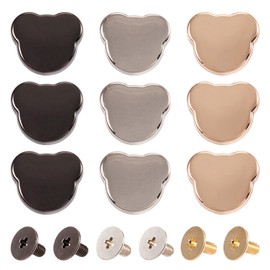 PandaHall 21 Set Screw Back Leather Rivets - Bear Rivet Buckle Decoration Studs for Purse, Handbag, Shoes, Leather Craft, Clothes, Belt