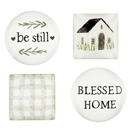 Creative Brands Faithworks-Inspirational Glass Magnets, Set of 4, Blessed Home