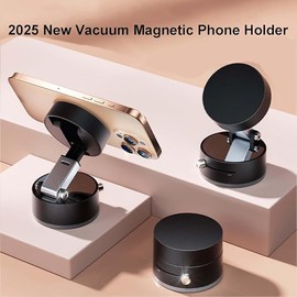 Suction Phone Holder,2025 New Phone Stand,Suction Phone Mount,Foldable and Retractable Double-Sided Electronic Phone Holder for All Phones (Black)