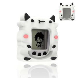 FIOPAZ Silicone Case Compatible with Tamagotchi Nano, Cute Cow Protective Skin Sleeve for Tamagotchi Nano, Tamagotchi Nano Interactive Toy Digital Pet Case(White)