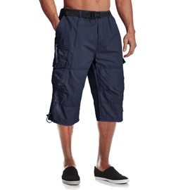 MAGCOMSEN Tactical Shorts Men Work Shorts for Men Elastic Waist Cargo Shorts Men Camping Shorts Hiking Shorts Mens Fishing Shorts Outdoor Shorts Capri Pants Navy