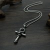 Rockyu Men's Stainless Steel Snake Motif Cross Necklace Silver Chain