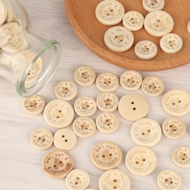 lahnao 100Pcs Handmade with Love Wooden Buttons, Round Buttons for Baby Cardigans, Natural 20mm Wooden Buttons 20mm, Handmade Wooden Buttons 15mm for Sewing and Crafting