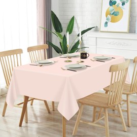 Mulbozy 2 Pcs Blush Pink Plastic Tablecloth for Rectangle Table, 54 × 108 inches Disposable Blush Pink Party Table Covers for Birthday, Anniversary, Wedding, Fine Dining, Graduation Party Decoration