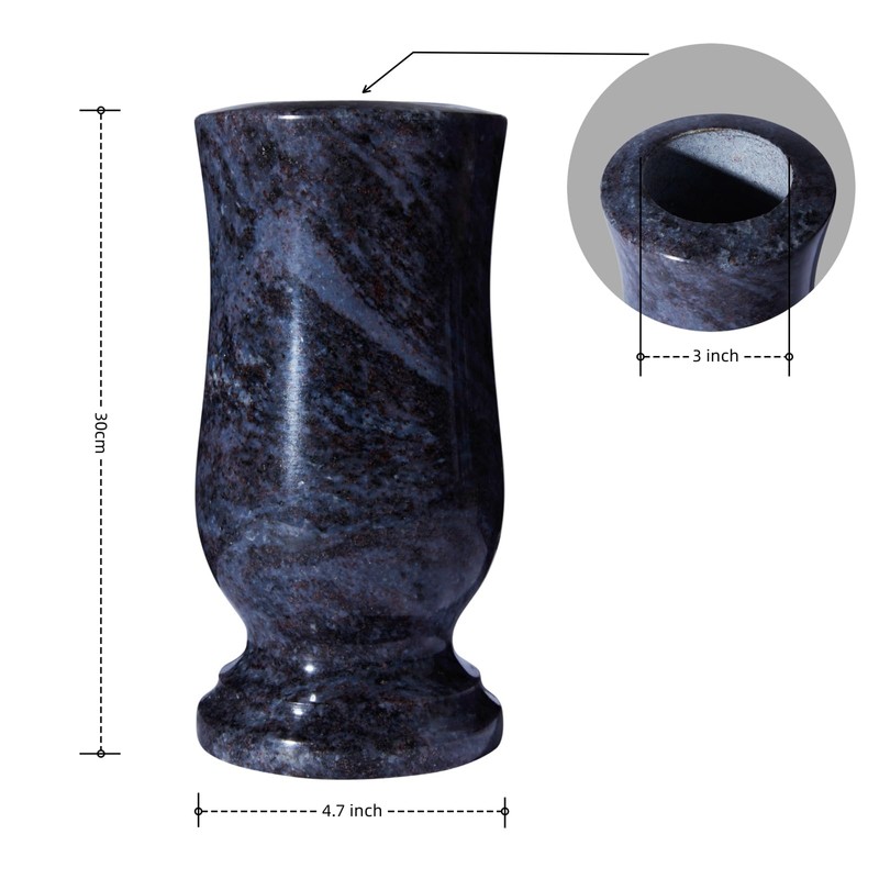 Afvarir Cemetery Granite Vase for Grave, Natural Stone Heavy Headstone