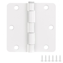 Door Hinges for Interior Doors 6-Pack 3.5-inch x 3.5-inch – Rounded 1/4-inch Radius Steel Door Hinge – Painted White – Fits Standard Doors – Design House 186049