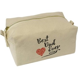 'Best Dad Ever with Red Heart' Canvas Wash Bag/Makeup Case (CS00038561)