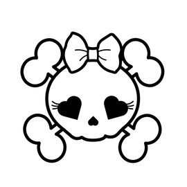 Dixies Decals Skull Sugar Girl Vinyl Decal Sticker Car Truck Window Glass Laptop (Black) (5.5" Wide)