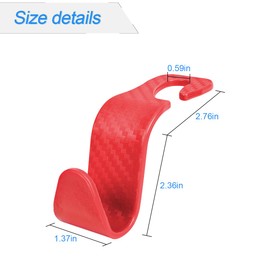 Osilly Car Seat Headrest Hook, 4 Pack Auto Seat Hanger Storage Organizer for Purse Handbag Coats Grocery Bags, Car Interior Accessories, Universal Vehicle Backseat Plastic Hanging Hook (Red)