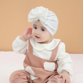 Dizila 8 Pieces Cute Soft Stretchy Baby Turban Hats with Big Bow Newborn Hospital Nursery Caps Beanies Bonnets Headwraps for Baby Girls Boys Infants Toddlers