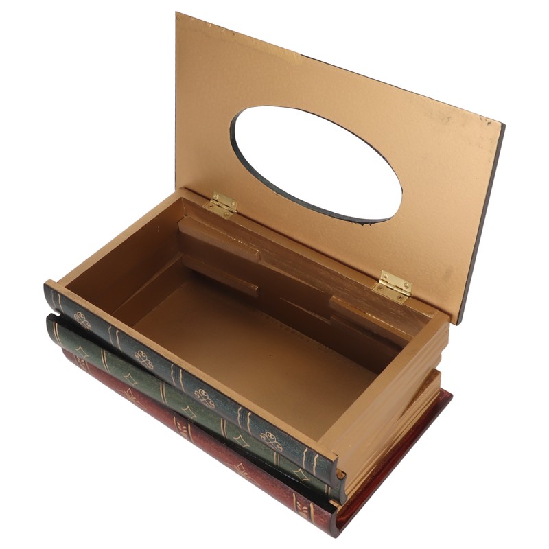 Book Tissue Box Cover Antique Rectangular Dispenser Napkin Holder for