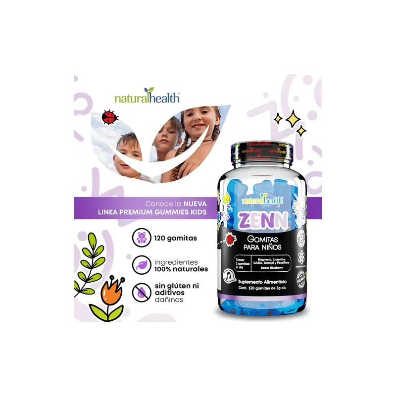 Magnesio Teanina Zenn 120 Gomitas Niños Natural Health