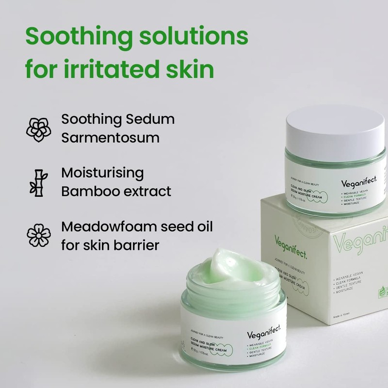 Veganifect. Clean and Glow Sedum Moisture Cream 1.8 oz (50