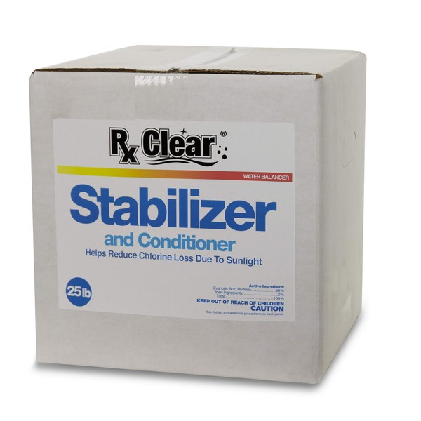 Rx Clear Swimming Pool Stabilizer and Conditioner | Water Balancer | Cyanuric Acid for Swimming Pools | Longer Lasting Sanitation | Helps Reduce Chlorine Loss Due to Sunlight | 25 Pounds