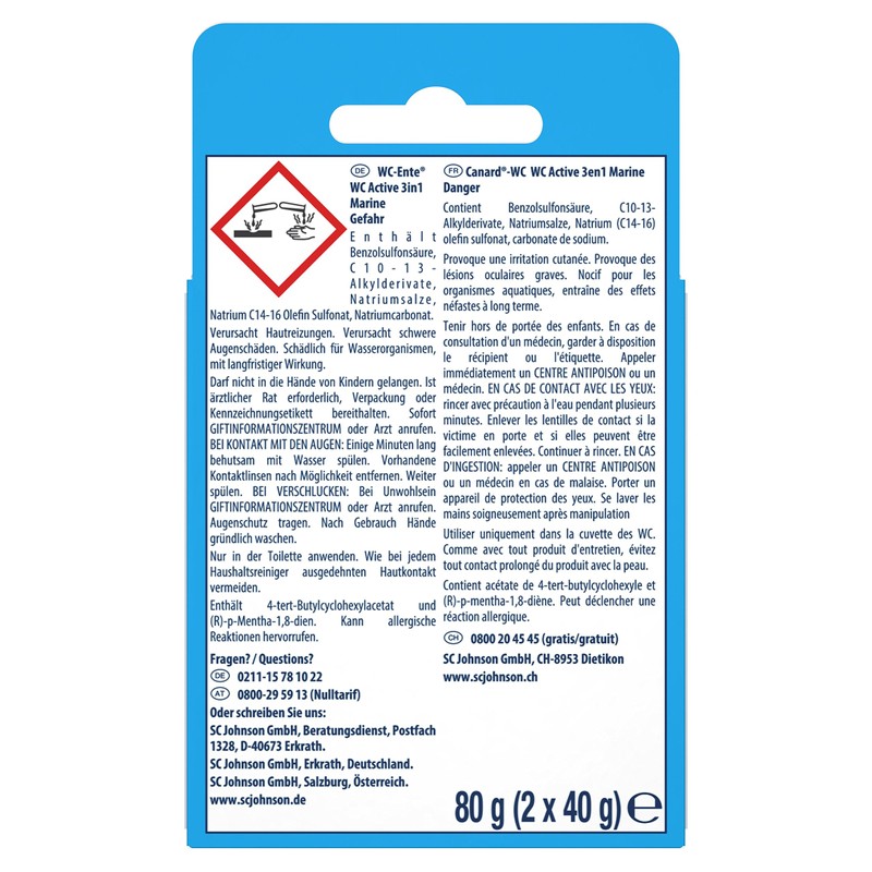 Toilet Duck Active 3in1 Refill Marine Pack of 4 x