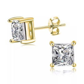 Unbranded 14k Gold Plated .925 Sterling Silver Basket Stud Earrings CZ Cubic Zirconia