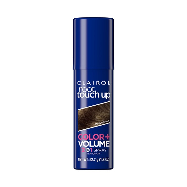 Clairol Root Touch-Up Color + Volume 2-in-1 Temporary Hair Coloring Spray, Medium Brown Hair Color, Pack of 1