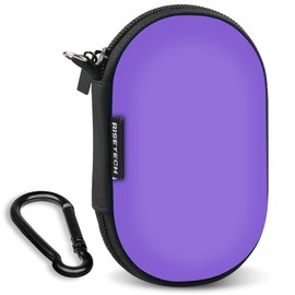 Earbud Case Holder, RISETECH Hard Shell Earphone Case Wired Headphone Pouch Small Zipper Bag Compatible with Bose New QuietComfort Wireless Earbuds, IEM, TOZO A1 A2 T10, Soundcore Space A40 -Purple