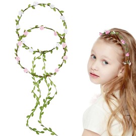 2Pcs Blumenkranz Haare Blumenkrone Damen Mädchen Boho Blumen Haarband, Blumenkrone Stirnband Boho Blumen Haarband Handgefertigte Rosenblatt Haarbänder Hochzeits Party Geburtstag Kopfschmuck
