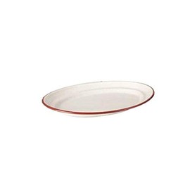 IBILI Platter 25 cm of Enamelled Steel in White/red, 25 x 25 x 5 cm