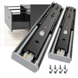 SHUHANG Soft Close Drawer Slides 12 14 16 18 20 22 24 Inch 100lb Load Capacity Self Closing Full Extension Ball Bearing Side Mount Cabinet Glides Rails Wardrobe Kitchen Dresser Black (12 Inch,1 Pair)