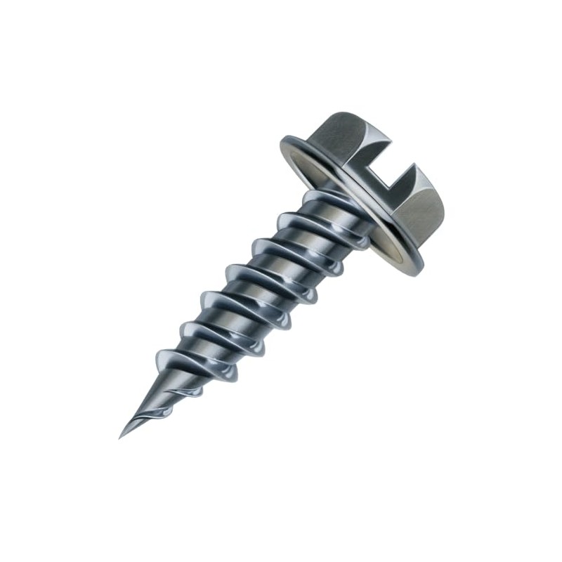 Malco 8X3/4 Zip-in Self-Piercing Screws | 1/4" Slotted Hex Washer