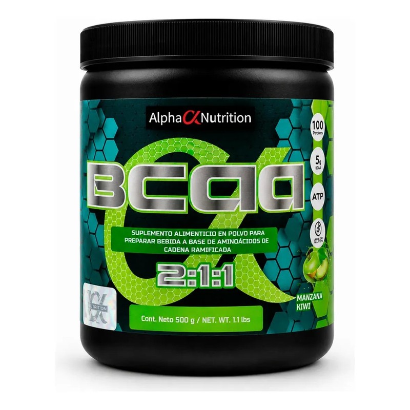 BCAA 211 Alpha Nutrition Aminoacidos 500 grs 100 Porciones Sabor