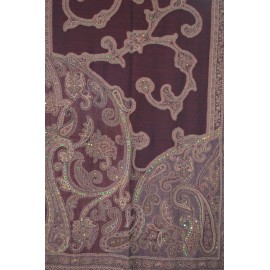 Anthropologie NWT Beaded Paisley Rich Wine Color Wool scarf by Ahujasons