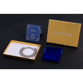 XIANNVXI 2 Pcs Cuban Chain Bracelet for Men - Silver Stainless Steel Jewelry - 9"