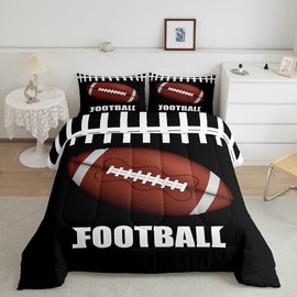 Erosebridal Football Comforter Sets for Boys Twin Size American Football Bedding for Kids Girls Teens Soft Warm Quilts Rugby Sports Fans Sports Games Duvet Insert Geometry Stripe Down Comforter 2Pcs