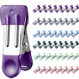 H HOME-MART 48 Pack Heavy Duty Clothes Pins - 2.17" Stainless Steel Metal Clips with Rubber Grips, Multi-Use Chip/Bag Clips for Laundry, Photo Drying, Food Storage, Clothesline & Kitchen (48 Count)