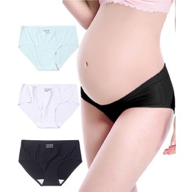 Booberg Maternity Shorts Set, Low Rise, Seamless, Large Size, Non-irritating Seamless Material x 100% Cotton Crotch x 3 Piece Set, COOL (Light purple/Light blue/Black), 3XL