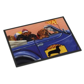 Caroline's Treasures PPP3259JMAT Dachshund Dachsmobile Doormat 24x36 Front Door Mat Indoor Outdoor Rugs for Entryway, Non Slip Washable Low Pile, 24H X 36W
