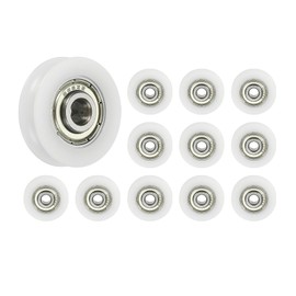 PATIKIL 12pcs Nylon U Groove Bearings 6x28x7.5mm U Shape Groove Double Metal Roller Wheel Shield GCr15 Chrome Steel Ball Bearing for Doors Windows