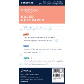 Filofax Personal Clipbook Ruled Paper Refill, Whites