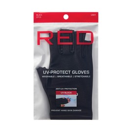 Red by Kiss UPF 50+ UV Protection Gloves for Women & Men Fingerless Sun Gloves for Driving Gel Manicure Gardening Outdoor Use Breathable Stretch Fit Washable (Black)