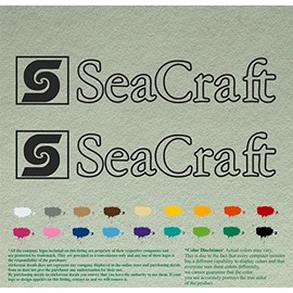 SeaCraft Compatible Replacement Decals Sea Craft Vinyl Stickers Boats Outboard Motor Set of 2 (18", Black 070)