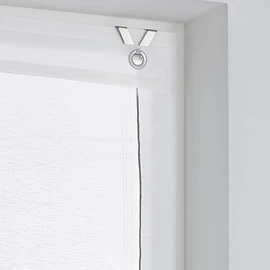 Roman Blind 'Bente' White Semi-Transparent with Decorative Stitching All Around With Stainless Steel Hooks for Mounting Without Drilling Width 80 cm x Height 140 cm