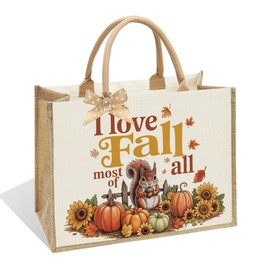 NBIAN Autumn Pumpkin Canvas Tote Bag - Large Reusable Grocery Shopping Bag for Women, Rustic Country Gift (Christmas Thanksgiving Birthday Mother's Day)