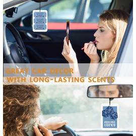 Retro Preppy Blue Car Air Freshener Funky Dice Y2K Car Accessories Interior Hanging 3Pcs, Feeling Lucky Good Times Girly Rear View Mirror Decor Cute Car Accessories for Women Closet Drawer(Lavender)