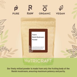 NutriCraft NutriCraft Organic Reishi Mushroom Powder C 1kg, 100% Pure, No Additives or Preservatives, Immune Support, Detox, Antioxidant Rich, Vegan, Gluten-Free, Kosher, Superfood