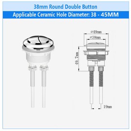 38mm Dual Flush Push Button, Replaceable Toilet Flush Button, Chrome Flush Water Tank Push Buttons Accessories for Closestool 2PCS