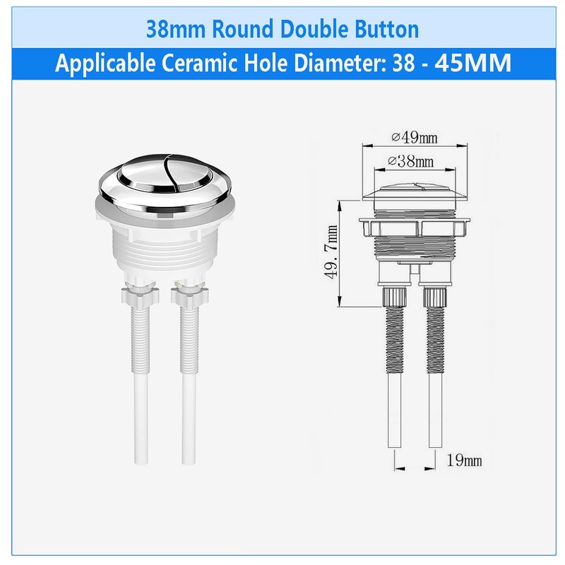 38mm Dual Flush Push Button, Replaceable Toilet Flush Button, Chrome