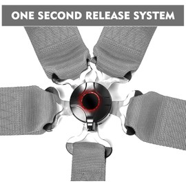 2 PCS 5 Point Racing Harness SFI, 1PC Black Racing Belts 5 Point Harness Sets with Ultra Comfort Heavy Duty 2 Inch Shoulder Pads Fit for Sports Car, Racing Car, Car (Silvery)