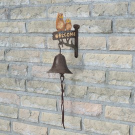 Moritz Door Bell Welcome Owls Owl Birds Wall Bell Garden Decoration Cast Iron Rustic Antique Design Style Retro Bell