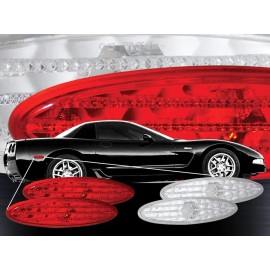 Adjure 1997-2004 C5 Corvette Clear, Diamond Cut Lens Rear Side Markers (Set of 2)