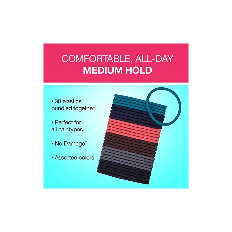 Scunci Effortless Beauty Large No-damage Multi-color Elastics