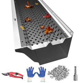 PPOLB Gutter Guards, 6"x54'Aluminum Gutter Guards with Stainless Steel Mesh, Double Protection Leaf Filter, 16 PCS DIY Gutter Cover for Any roof Type